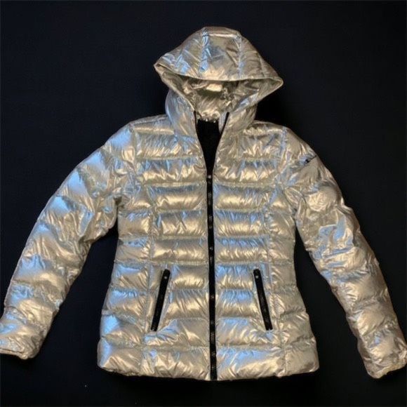 Champion NWT Tech Fill Silver Metallic Puffer Coat Medium - Picture 1 of 4